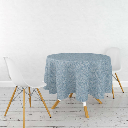 Cotton tablecloth - 132cm diameter - Acorn Blue