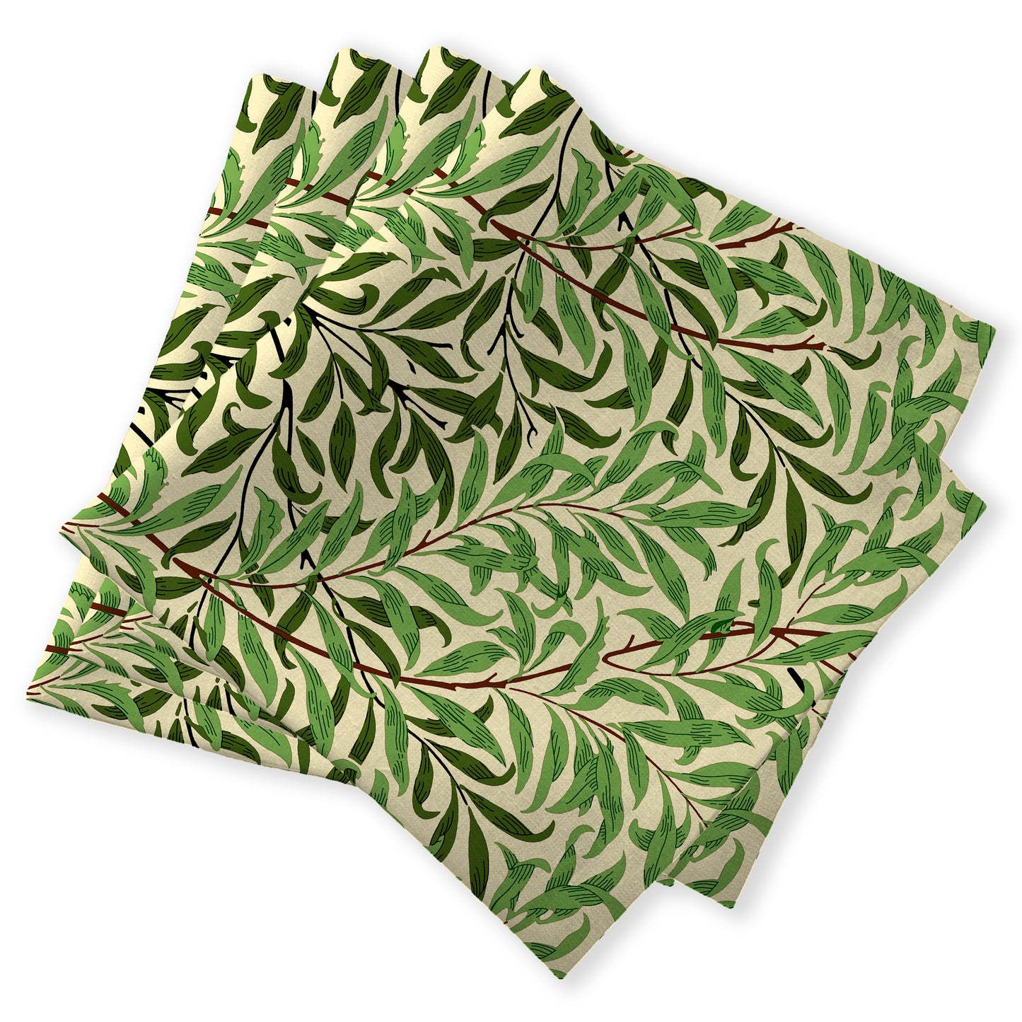 4 cotton napkins - Green Willow Bough