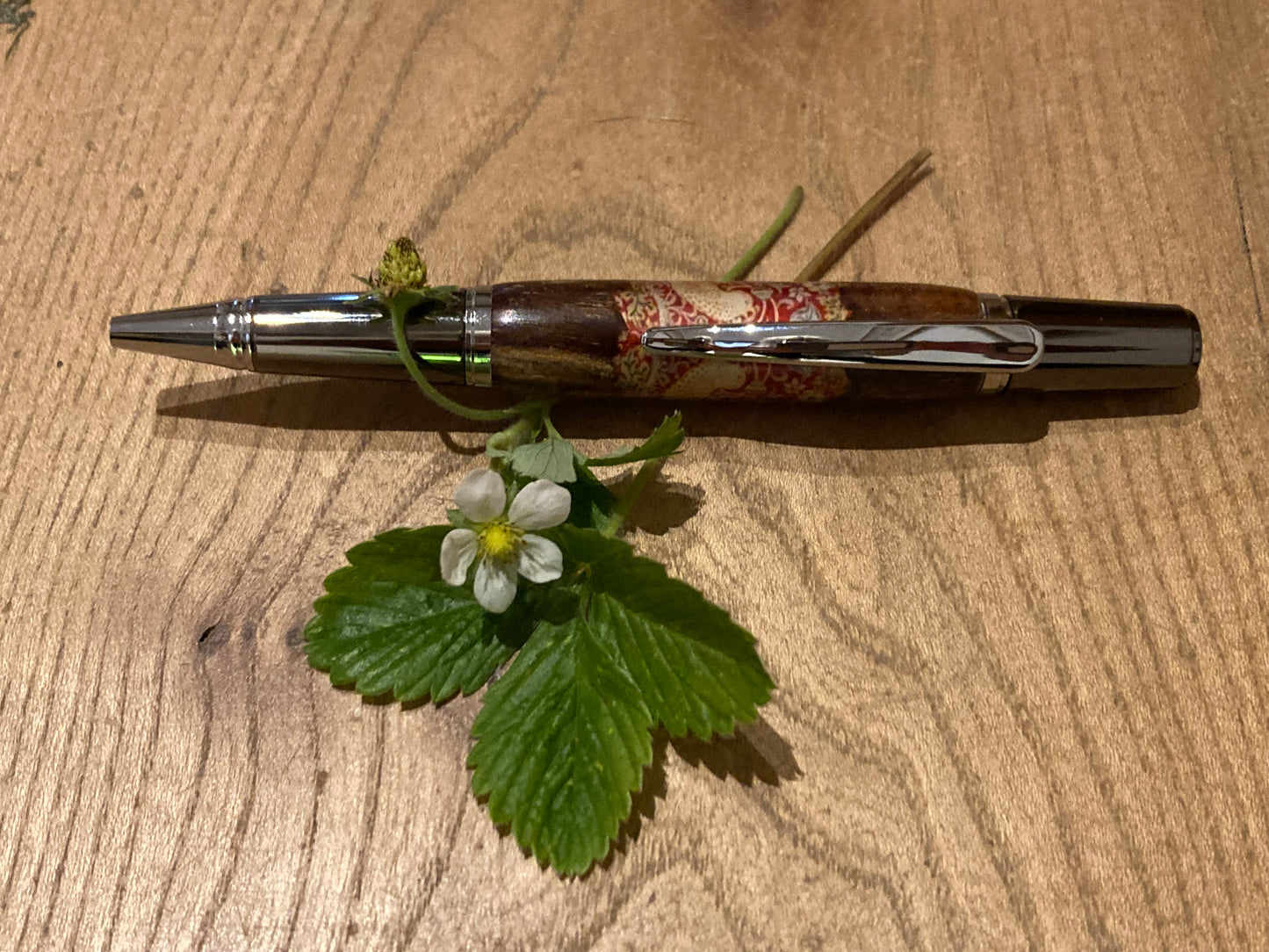 Strawberry Thief pen made from Elm from the Manor