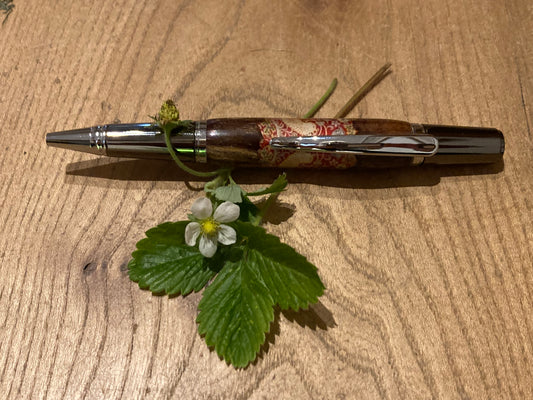 Strawberry Thief pen made from Elm from the Manor