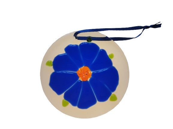 Blue flower glass hanging