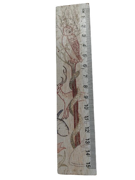 15cm bamboo ruler featuring the Owl from May Morris' cot quilt