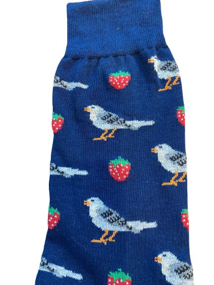Strawberries and Birds cotton socks