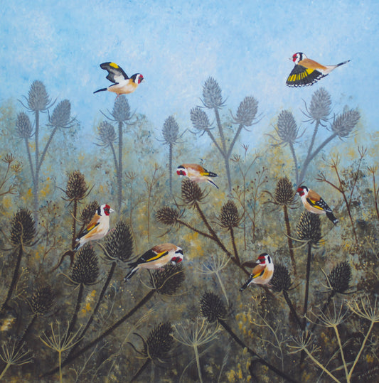 Greeting card - A Charm of Goldfinches