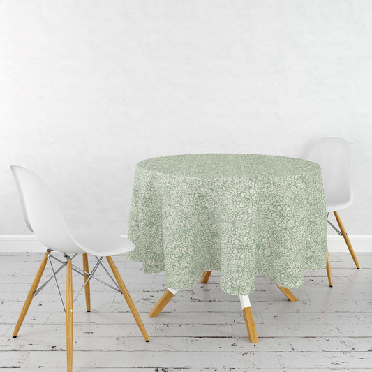 Cotton tablecloth - 132cm diameter - Acorn green