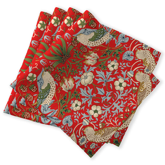 4 cotton napkins - Strawberry Thief red