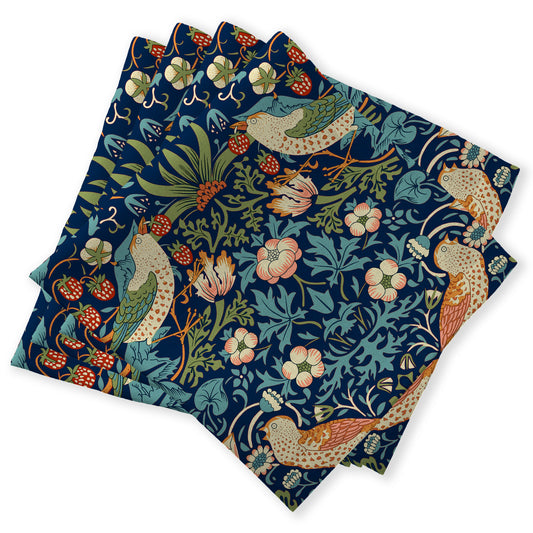 4 cotton napkins - Strawberry Thief navy