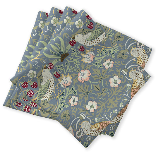 4 cotton napkins - Strawberry Thief blue