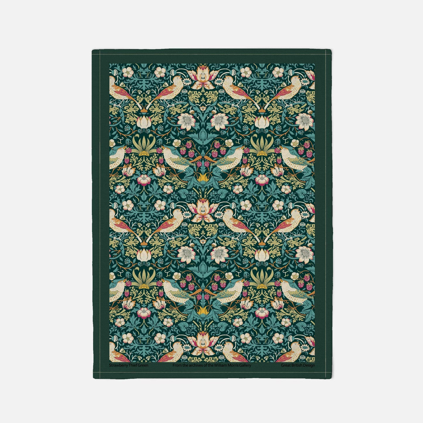 Cotton tea towel - 50 x 70cm - Strawberry Thief green