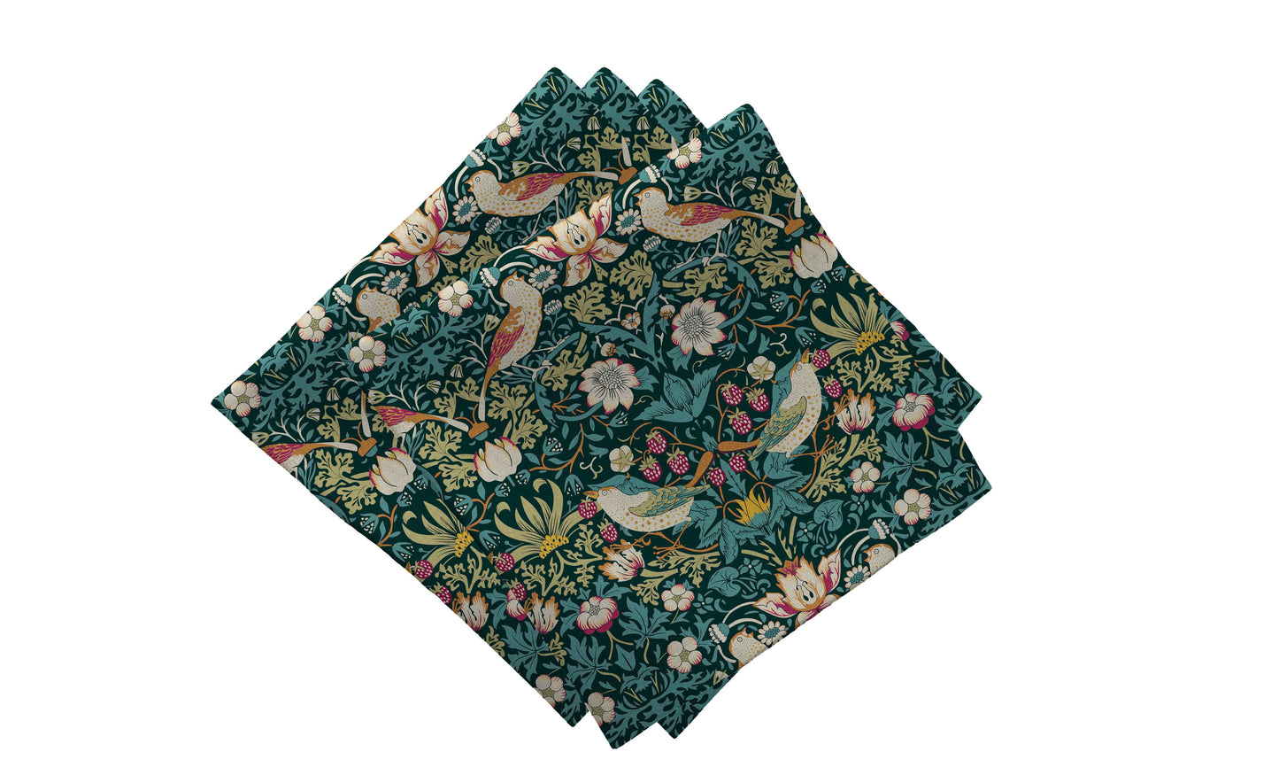 Cotton napkin - pack of 4 - Strawberry Thief Green