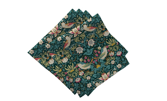 Cotton napkin - pack of 4 - Strawberry Thief Green