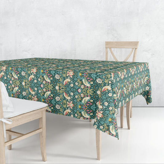 Cotton tablecloth - 132 x 228cm - Strawberry Thief green