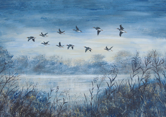 Greeting card - Geese at Bowmoor Lake