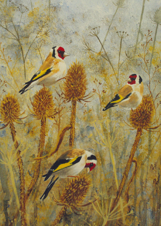 Greeting card - Goldfinches and Teasels