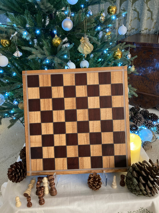 Local handmade chess board - olive and ash