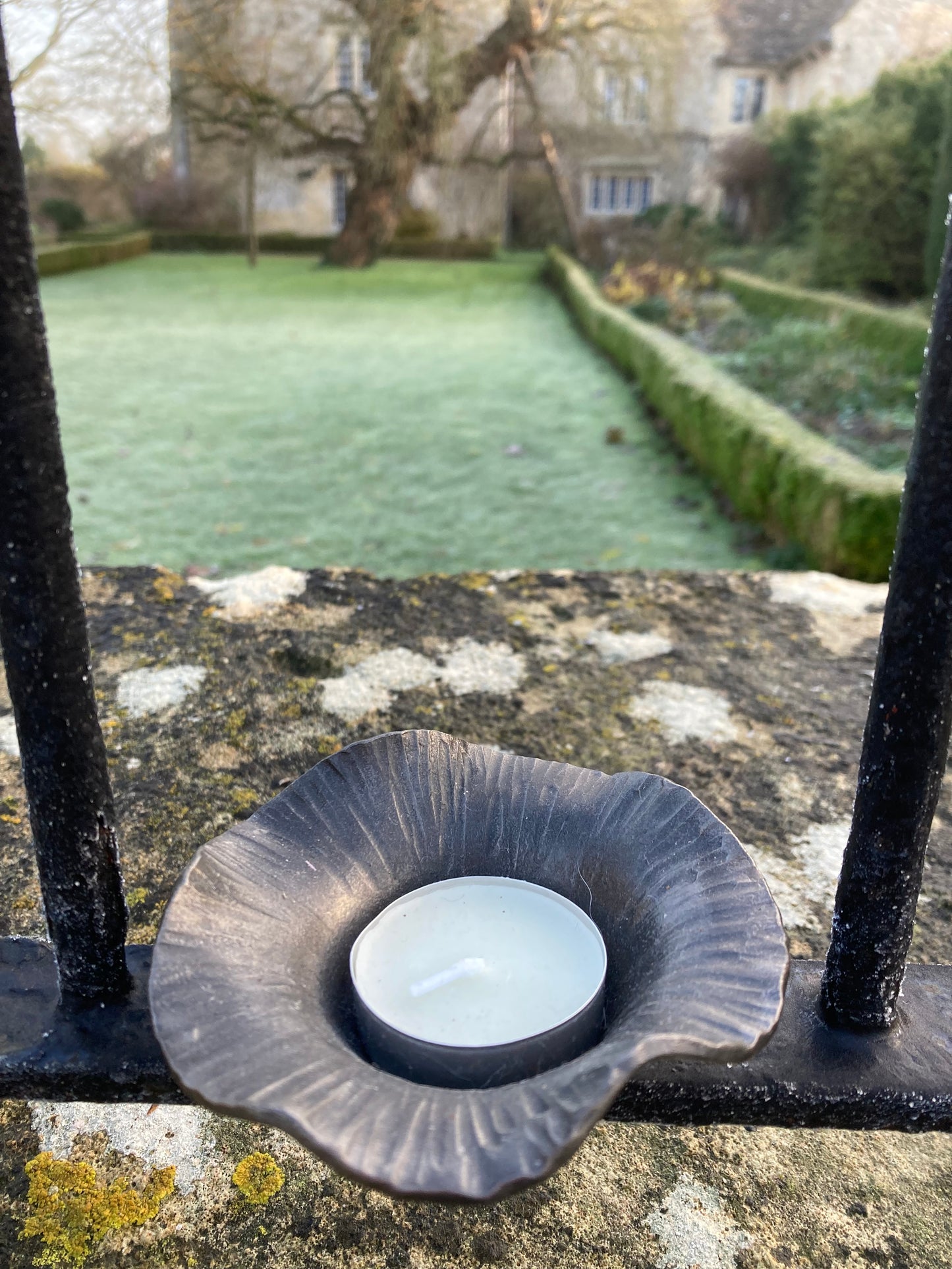 Blacksmith made tealight holder - patterned