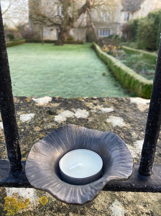 Blacksmith made tealight holder - patterned