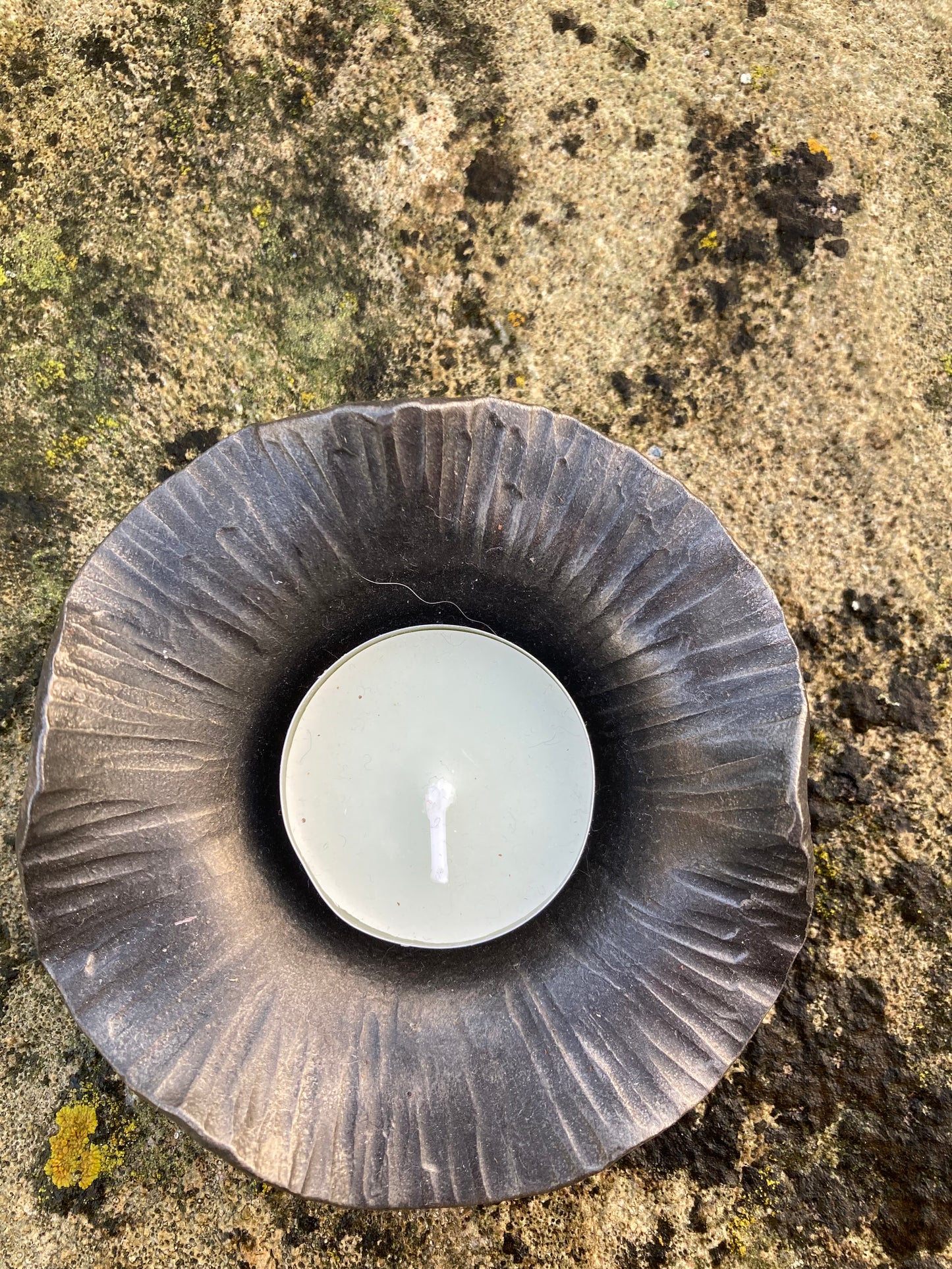 Blacksmith made tealight holder - patterned