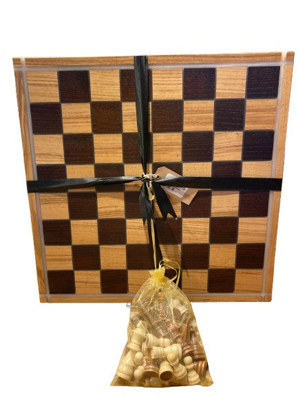 Local handmade chess board - olive and ash