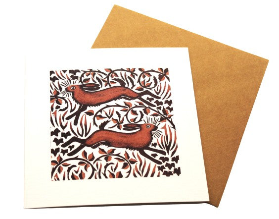 Bramble Hares greeting card